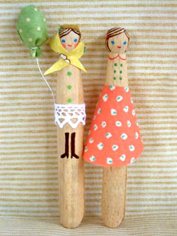 little lady peg dolls with balloon
