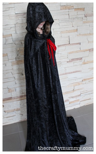 black velvet hooded cape