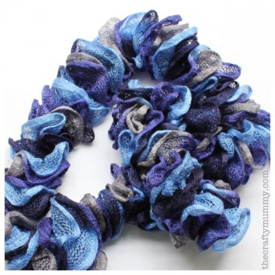 ruffled scarf blue grey