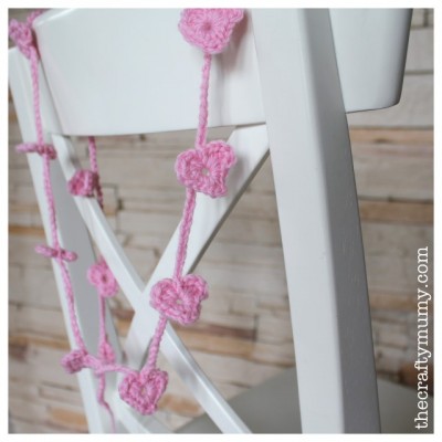 pink crochet heart garland