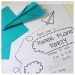 party invite paper plane hand drawn