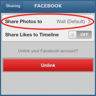 instagram share to FB page
