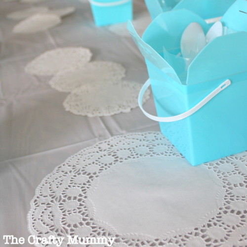 pamper party table and boxes