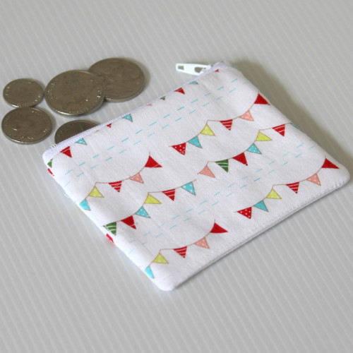 coin purse colourful bunting on white