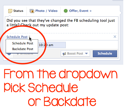 schedule facebook post