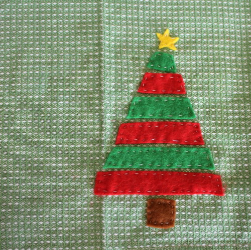 tea towel green felt tree craft