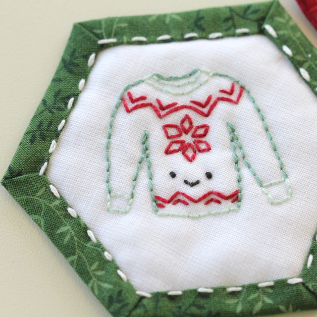 hexagon stitchery sweater winter