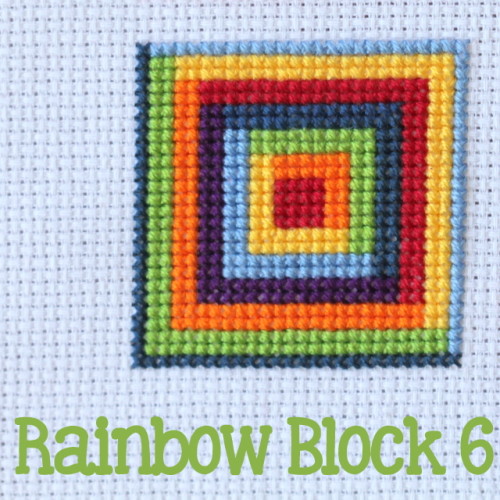 Cross Stitch Rainbow Block 6