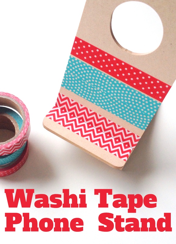 Wooden Phone Holder decorated with Washi Tape