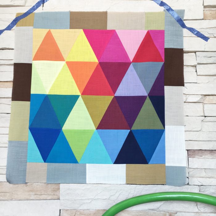 rainbow triangles mini quilt top