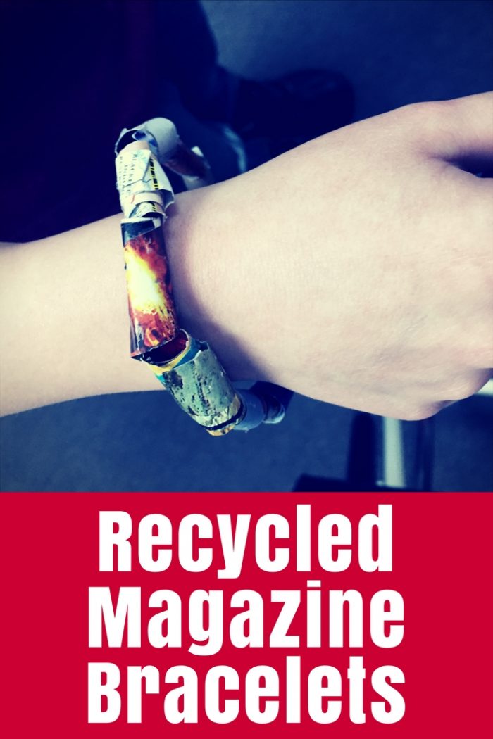 Learn how to make these fun - and messy! - recycled magazine bracelets with Jordan from KiddPlusKids.