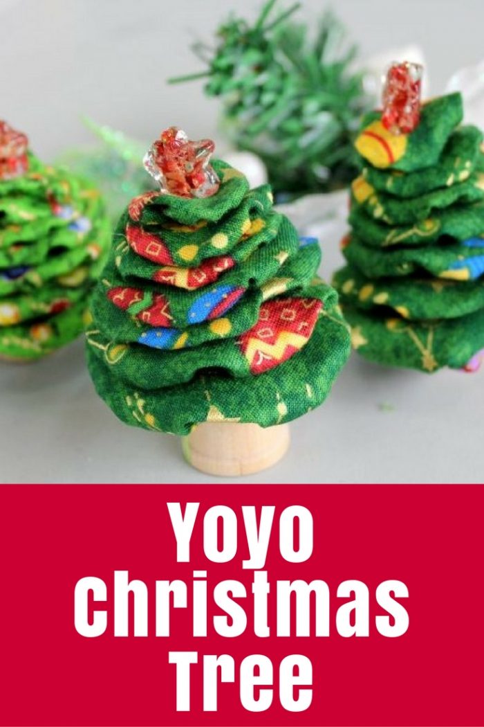 Make a cute Christmas tree from fabric yoyos - with a tiny beaded star on top!