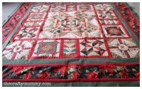 Christmas Quilt red green cream sampler