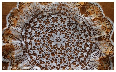 crochet doily handmade cream orange