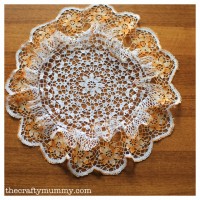 crochet doily handmade cream orange