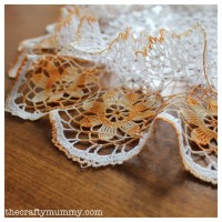 crochet doily handmade cream orange