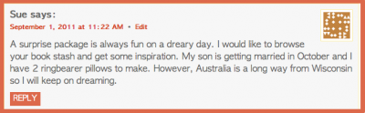 blog comment from sue