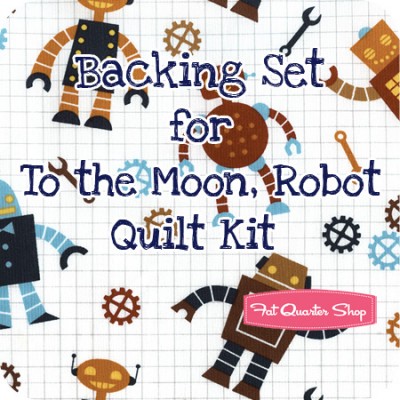 to moon robot quilt backing set 