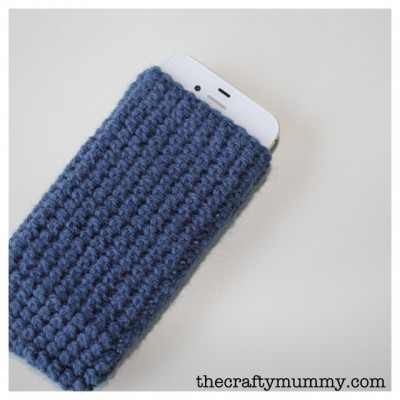 crochet iPhone case cozy blue grey