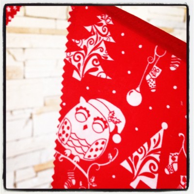 Christmas bunting owl red white