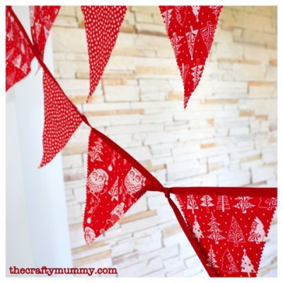 bunting tutorial red white Christmas crafts