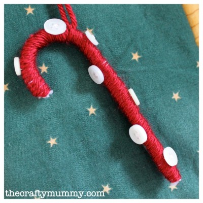 candy cane wool buttons Christmas decoration