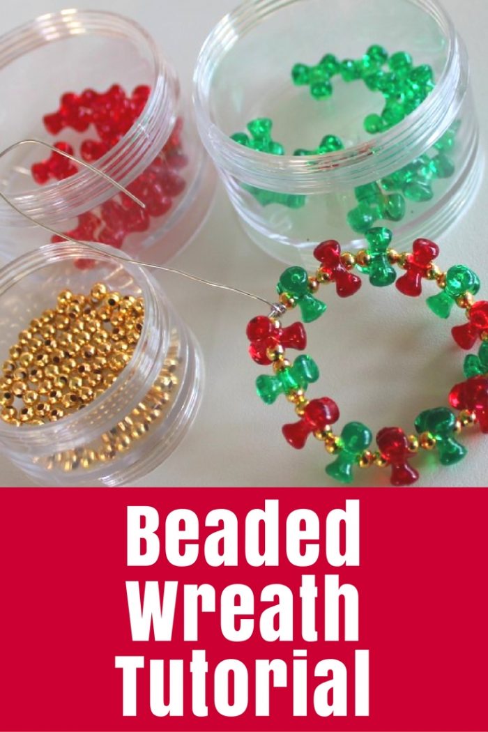 Tutorial: Create these dainty Beaded Wreaths using simple wire and tribeads for you Christmas tree or table.
