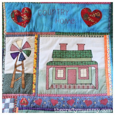 country aplique quilt house windmill