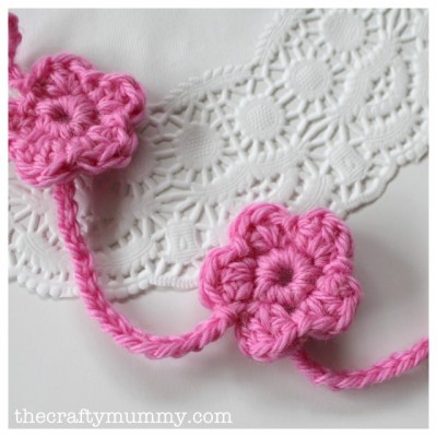 crochet flower garland pink