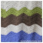 crochet ripple blanket cream blue green brown