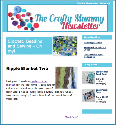 The Crafty Mummy Weekly newsletter