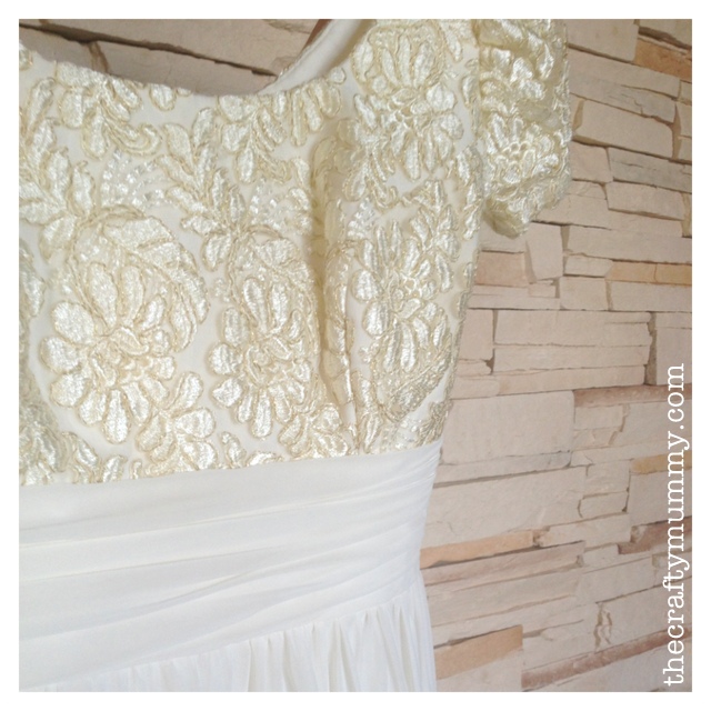 cream gold lace wedding dress