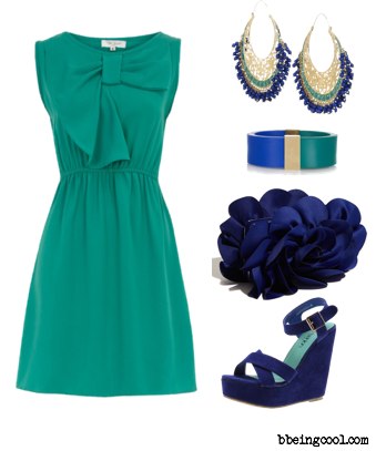 turquoise dress green blue accessories