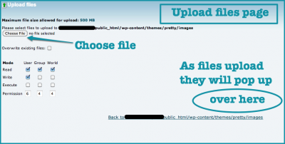 hostgator upload file screen