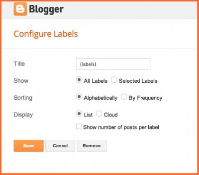 labels blogger gadget