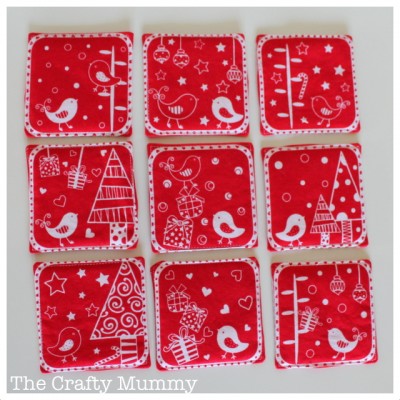 Christmas coasters red white
