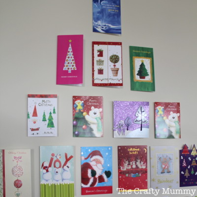 Christmas card tree on wall