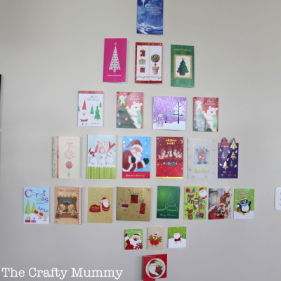 Christmas card tree 3M restickable tabs