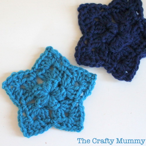 crochet star blue