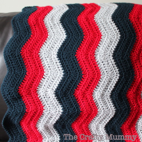 crochet ripple blanket navy red grey
