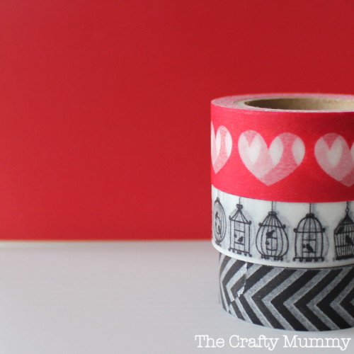 washi tape stack red black white birdcages