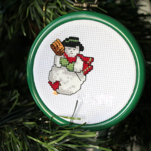 christmas ornament cross stitch snowman