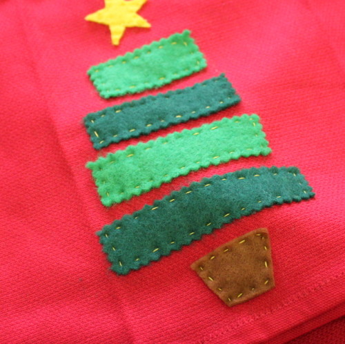 red tea towel christmas tree