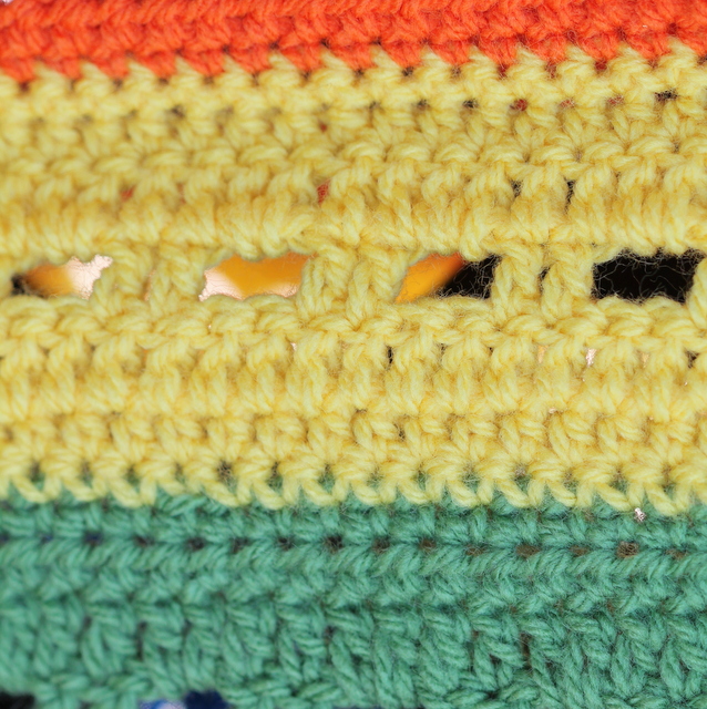 rainbow stripe blanket close