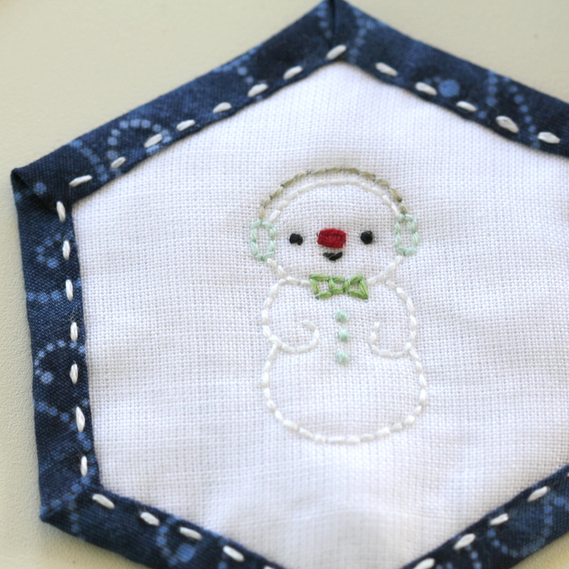 hexagon stitchery winter snowman 