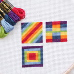 Cross Stitch Rainbow Block 3 with free chart
