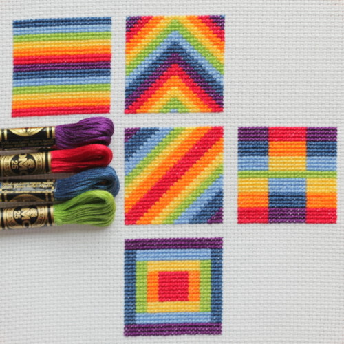 rainbow block 5 cross stitch