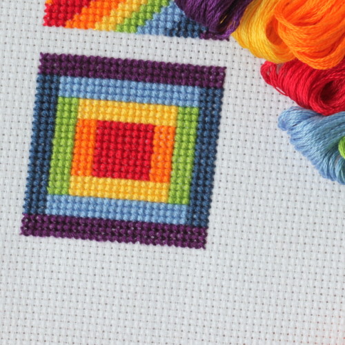 cross stitch rainbow block 2 