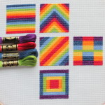 cross stitch rainbow block 5