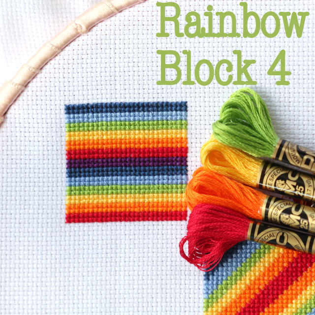 Cross Stitch Rainbow Block 4 • The Crafty Mummy